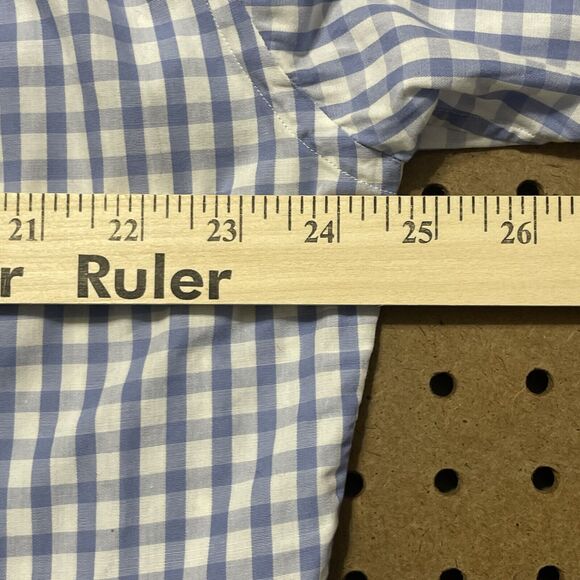 Sanfort LS Button Up Shirt Mens 16/41 Peter Elliot French Cuff Italy Plaid Blue - Picture 7 of 9